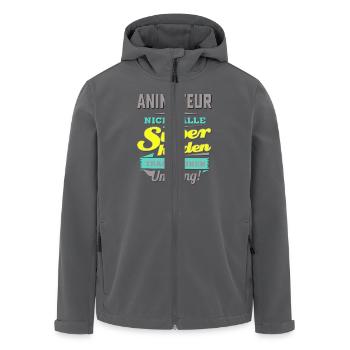 NEON Design für Superhelden - Animateur - Gesche - Recycelte Männer Softshell-Jacke von Stanley/Stella - Anthrazit - Vorne - AI Model Male 185 light (185cm)