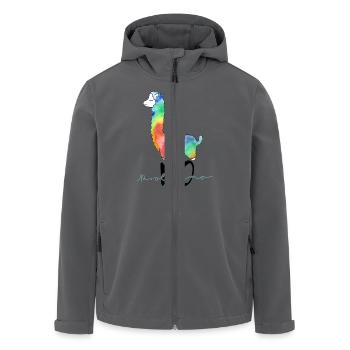 Cooles, buntes Lama lustiger Spruch "no probllama" - Recycelte Männer Softshell-Jacke von Stanley/Stella - Anthrazit - Vorne - AI Model Male 185 light (185cm)