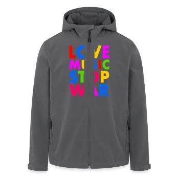 Love music stop war - Recycelte Männer Softshell-Jacke von Stanley/Stella - Anthrazit - Vorne - AI Model Male 185 light (185cm)