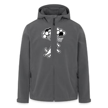 Hund fliegt mit Luftballons davon - Fly Design - Recycelte Männer Softshell-Jacke von Stanley/Stella - Anthrazit - Vorne - AI Model Male 185 light (185cm)