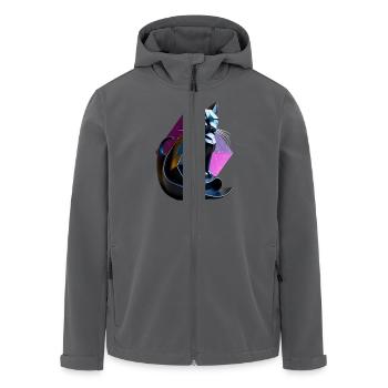 Chat noir profil origami - Veste softshell homme en polyester recyclé Stanley/Stella - charbon - Devant - AI Model Male 185 light (185cm)