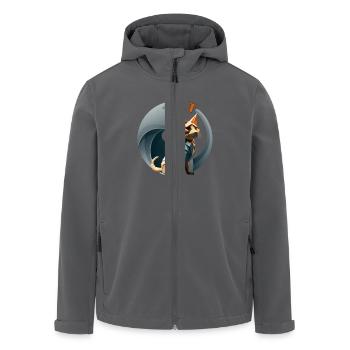 Origami Katze - Recycelte Männer Softshell-Jacke von Stanley/Stella - Anthrazit - Vorne - AI Model Male 185 light (185cm)