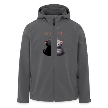 2 schwarze und graue Katzen Ich liebe dich - Recycelte Männer Softshell-Jacke von Stanley/Stella - Anthrazit - Vorne - AI Model Male 185 light (185cm)