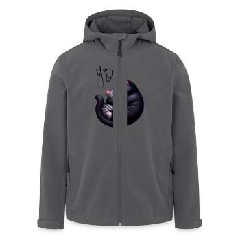 Du und ich schwarze und graue Katze graue Version - Recycelte Männer Softshell-Jacke von Stanley/Stella - Anthrazit - Vorne - AI Model Male 185 light (185cm)