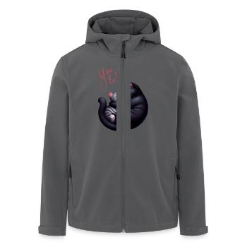 You and me chat noir et gris - Veste softshell homme en polyester recyclé Stanley/Stella - charbon - Devant - AI Model Male 185 light (185cm)