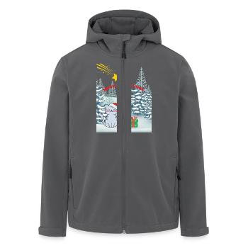 Meowy Christmas - Katze mit Sternschnuppe - Recycelte Männer Softshell-Jacke von Stanley/Stella - Anthrazit - Vorne - AI Model Male 185 light (185cm)