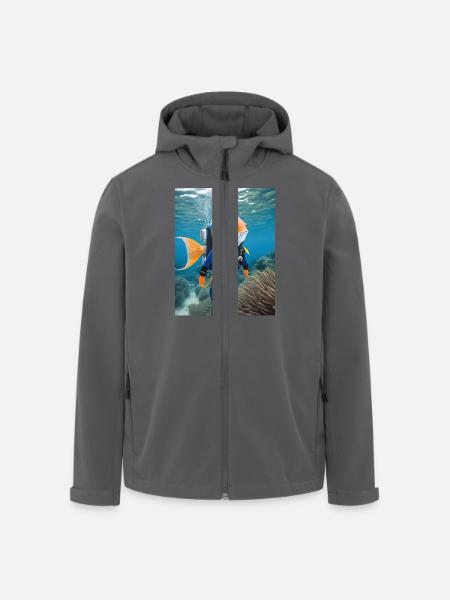 Fisch im Taucheranzug 1 - Recycelte Männer Softshell-Jacke von Stanley/Stella - Anthrazit