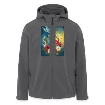 Peace - Men’s Recycled Softshell Jacket by Stanley/Stella - anthracite - Front - AI Model Male 185 light (185cm)