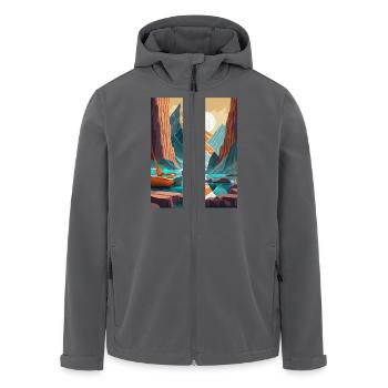 Mountains in Asia - Men’s Recycled Softshell Jacket by Stanley/Stella - anthracite - Front - AI Model Male 185 light (185cm)