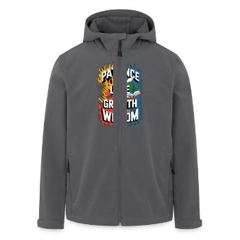 Geduld, Liebe, Wachstum & Weisheit - Dualität Feuer - Recycelte Männer Softshell-Jacke von Stanley/Stella - Anthrazit - Vorne - AI Model Male 185 light (185cm)
