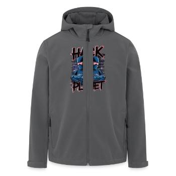 Retro Cyber Hackers – Hack The Planet Glitch Art - Recycelte Männer Softshell-Jacke von Stanley/Stella - Anthrazit - Vorne - AI Model Male 185 light (185cm)