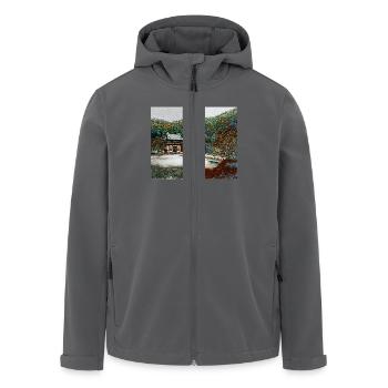 Tempel im Wald - Recycelte Männer Softshell-Jacke von Stanley/Stella - Anthrazit - Vorne - AI Model Male 185 light (185cm)