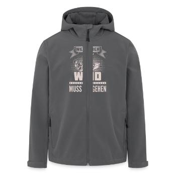 Kitesurfen - Wind ruft - Ich muss gehen - Recycelte Männer Softshell-Jacke von Stanley/Stella - Anthrazit - Vorne - AI Model Male 185 light (185cm)