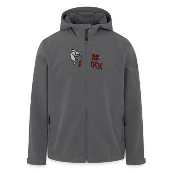 Pixel Shark - Recycelte Männer Softshell-Jacke von Stanley/Stella - Anthrazit - Vorne - AI Model Male 185 light (185cm)