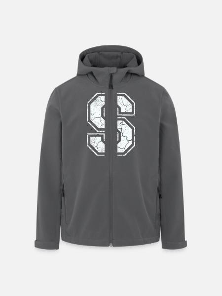 Buchstabe S in weiß im Vintage-Look - Recycelte Männer Softshell-Jacke von Stanley/Stella - Anthrazit