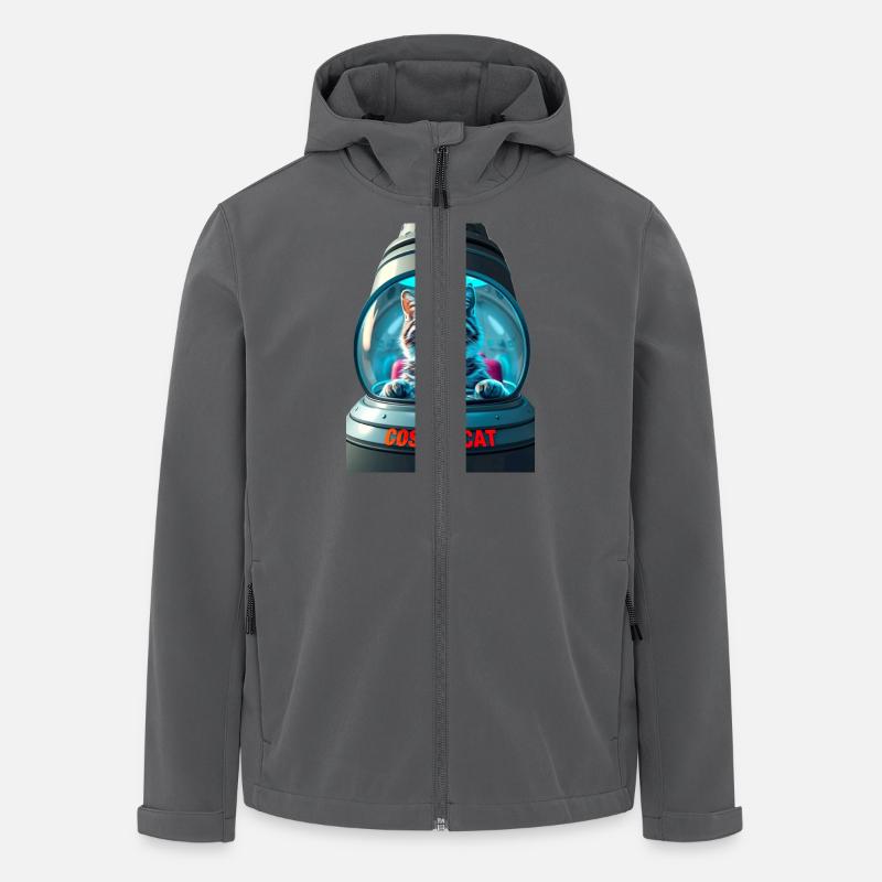 Drôle de chat dans un vaisseau OVNI - Veste softshell homme en polyester recyclé Stanley/Stella - charbon