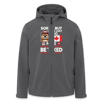 Zu nett für Zölle – Kanada Handelszoll Satire - Recycelte Männer Softshell-Jacke von Stanley/Stella - Anthrazit - Vorne - AI Model Male 185 light (185cm)