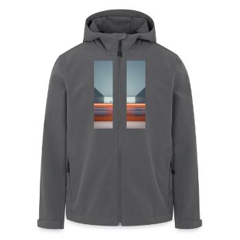 Frau im gestreiften Kleid wartet - Recycelte Männer Softshell-Jacke von Stanley/Stella - Anthrazit - Vorne - AI Model Male 185 light (185cm)