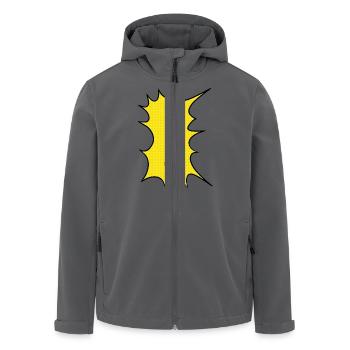 Das Ausrufezeichen im Comic Stil - Recycelte Männer Softshell-Jacke von Stanley/Stella - Anthrazit - Vorne - AI Model Male 185 light (185cm)