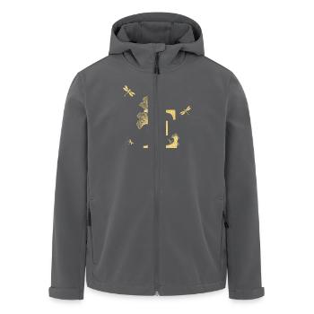 Buchstabe e goldene Glitzerlibelle - Geschenkidee - Recycelte Männer Softshell-Jacke von Stanley/Stella - Anthrazit - Vorne - AI Model Male 185 light (185cm)