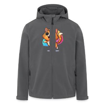 Flauschiger Glücksbote: Süße Katze mit Kulleraugen - Recycelte Männer Softshell-Jacke von Stanley/Stella - Anthrazit - Vorne - AI Model Male 185 light (185cm)