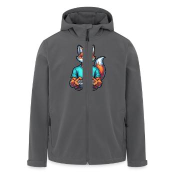 Fuchs am Zocken: Dein tierischer Gamer-Kumpel! - Recycelte Männer Softshell-Jacke von Stanley/Stella - Anthrazit - Vorne - AI Model Male 185 light (185cm)
