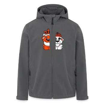Zwei Hunde Krone König Königin Herrscher Majestät - Recycelte Männer Softshell-Jacke von Stanley/Stella - Anthrazit - Vorne - AI Model Male 185 light (185cm)