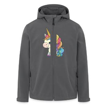 00246 süßes Baby Einhorn mit Regenbogenmähne - Recycelte Männer Softshell-Jacke von Stanley/Stella - Anthrazit - Vorne - AI Model Male 185 light (185cm)