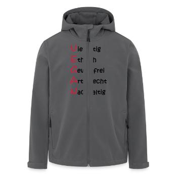 Die Bedeutung von Vegan. - Recycelte Männer Softshell-Jacke von Stanley/Stella - Anthrazit - Vorne - AI Model Male 185 light (185cm)