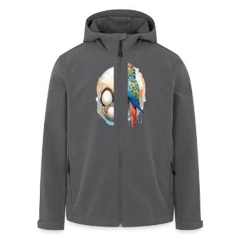 Papagei Wasserfarbe - Recycelte Männer Softshell-Jacke von Stanley/Stella - Anthrazit - Vorne - AI Model Male 185 light (185cm)