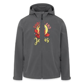 Shrimp And Jesus Shrimp Lover Seafood - Recycelte Männer Softshell-Jacke von Stanley/Stella - Anthrazit - Vorne - AI Model Male 185 light (185cm)