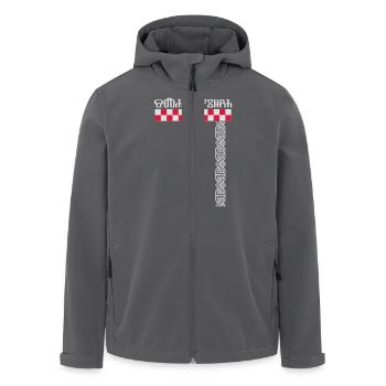 glagoljica Slavonija http://WWW.CROATIAN-TEAM.de - Recycelte Männer Softshell-Jacke von Stanley/Stella - Anthrazit - Vorne - AI Model Male 185 light (185cm)