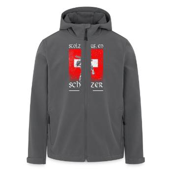 Tell - Schwiizer - Stolz - Recycelte Männer Softshell-Jacke von Stanley/Stella - Anthrazit - Vorne - AI Model Male 185 light (185cm)