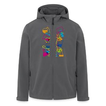 Laborglas mit Dripping Chemicals - Recycelte Männer Softshell-Jacke von Stanley/Stella - Anthrazit - Vorne - AI Model Male 185 light (185cm)
