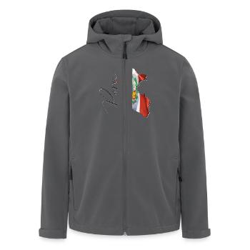 Peru Flagge in der Peru Landkarte EN - Recycelte Männer Softshell-Jacke von Stanley/Stella - Anthrazit - Vorne - AI Model Male 185 light (185cm)