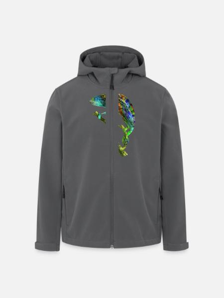 Chamäleon auf dem Ast - Aquarell - Recycelte Männer Softshell-Jacke von Stanley/Stella - Anthrazit