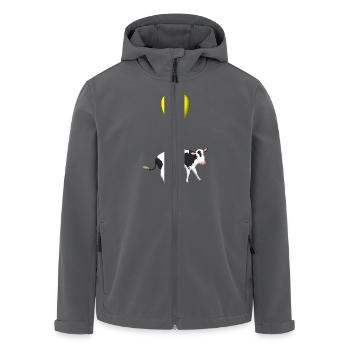 Eine Kuh hängt an einem Ballon - Recycelte Männer Softshell-Jacke von Stanley/Stella - Anthrazit - Vorne - AI Model Male 185 light (185cm)