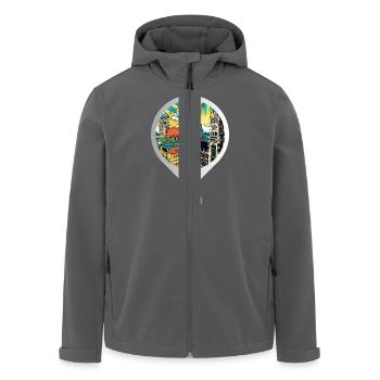 KI-Design: Münchner Stadtstrand trifft Sommerflair - Recycelte Männer Softshell-Jacke von Stanley/Stella - Anthrazit - Vorne - AI Model Male 185 light (185cm)