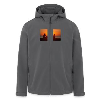 Silhouette Of A Family Of Four Watching A Sunset O - Men’s Recycled Softshell Jacket by Stanley/Stella - anthracite - Front - AI Model Male 185 light (185cm)