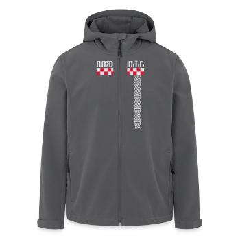 glagoljica Vukovar na http://WWW.CROATIAN-TEAM.de - Recycelte Männer Softshell-Jacke von Stanley/Stella - Anthrazit - Vorne - AI Model Male 185 light (185cm)
