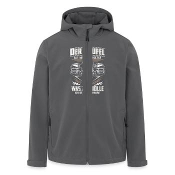 Trucker LKW-Fahrer Fernfahrer LKW Brummi Truck - Recycelte Männer Softshell-Jacke von Stanley/Stella - Anthrazit - Vorne - AI Model Male 185 light (185cm)