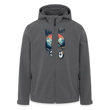 Grizzly on Bike - Wanderlust - Recycelte Männer Softshell-Jacke von Stanley/Stella - Anthrazit - Vorne - AI Model Male 185 light (185cm)