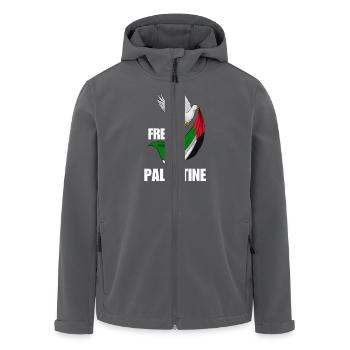 Free Palestine Design – Statement für Frieden - Recycelte Männer Softshell-Jacke von Stanley/Stella - Anthrazit - Vorne - AI Model Male 185 light (185cm)
