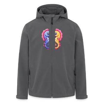 Seepferd Paar Liebe Valentinstag - Recycelte Männer Softshell-Jacke von Stanley/Stella - Anthrazit - Vorne - AI Model Male 185 light (185cm)