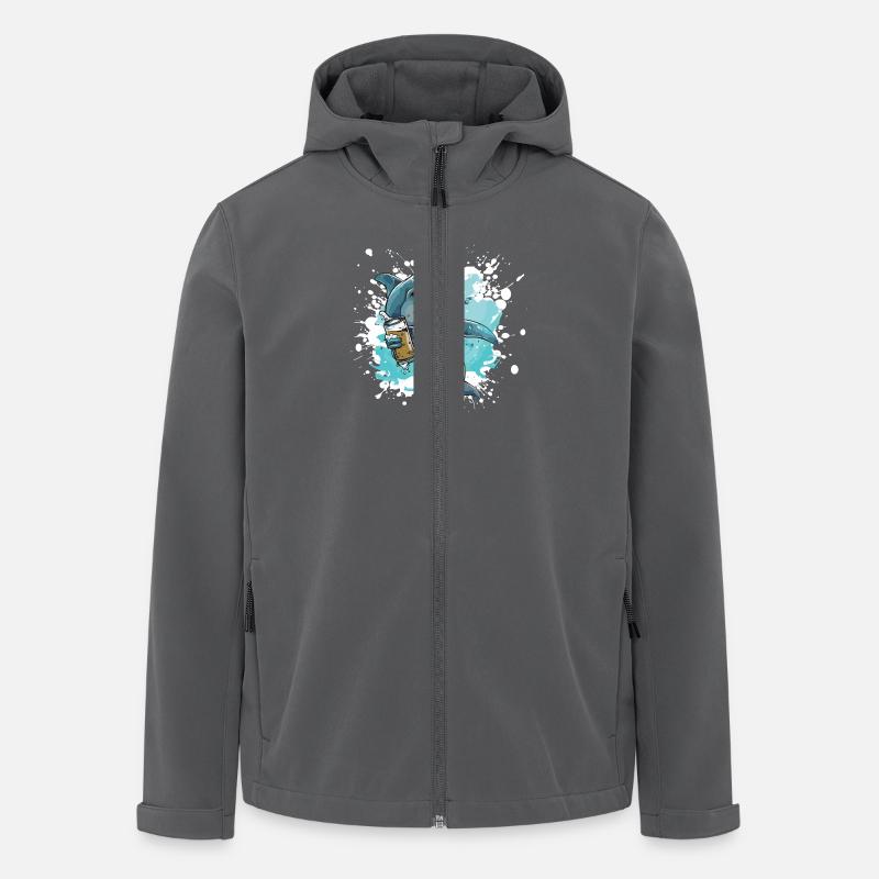 Delfin Bier Lustig - Recycelte Männer Softshell-Jacke von Stanley/Stella - Anthrazit