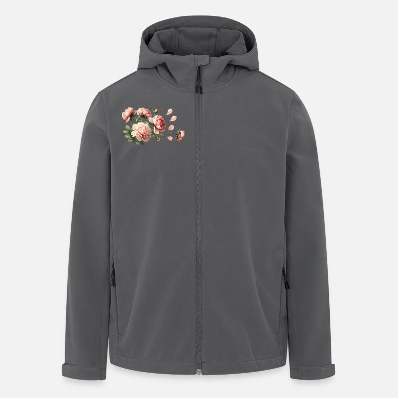 Romantische rosa Pfingstrosen - Recycelte Männer Softshell-Jacke von Stanley/Stella - Anthrazit