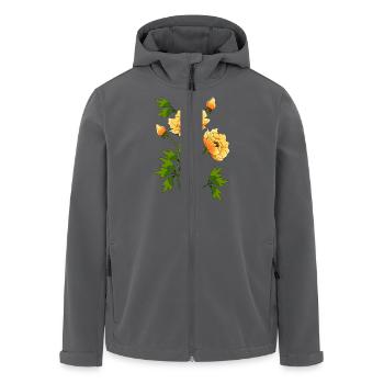 Flowers - Men’s Recycled Softshell Jacket by Stanley/Stella - anthracite - Front - AI Model Male 185 light (185cm)