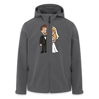 Brautpaar Ehepaar Hochzeit Comic - Recycelte Männer Softshell-Jacke von Stanley/Stella - Anthrazit - Vorne - AI Model Male 185 light (185cm)