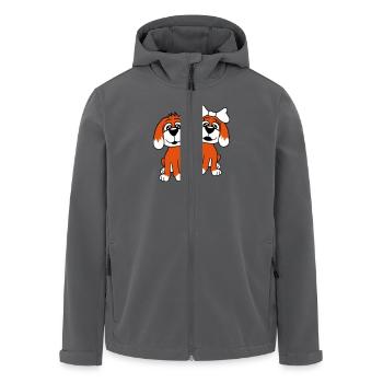 2 Hunde Team Zwei Freunde Liebe Pärchen Verliebt - Recycelte Männer Softshell-Jacke von Stanley/Stella - Anthrazit - Vorne - AI Model Male 185 light (185cm)