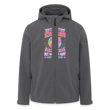 Einhorn - Idioten aufspiessen - Recycelte Männer Softshell-Jacke von Stanley/Stella - Anthrazit - Vorne - AI Model Male 185 light (185cm)